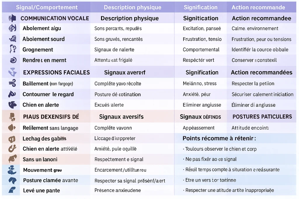 Tableau du langage du chien