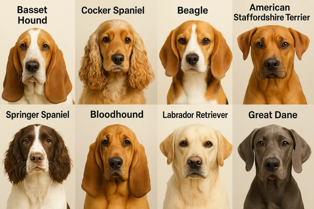 La liste es chiens aux oreilles tombantes