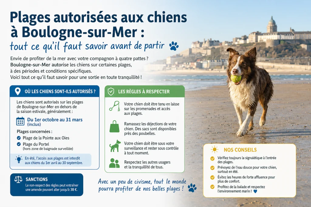 Plages autorisées aux chiens à Boulogne-sur-Mer : tout ce qu'il faut savoir avant de partir