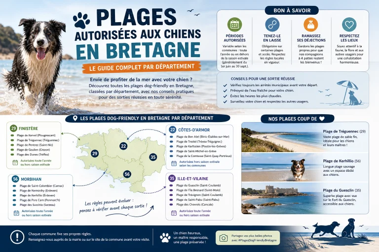 Plages autorisées aux chiens en Bretagne : la liste vérifiée par département en 2026