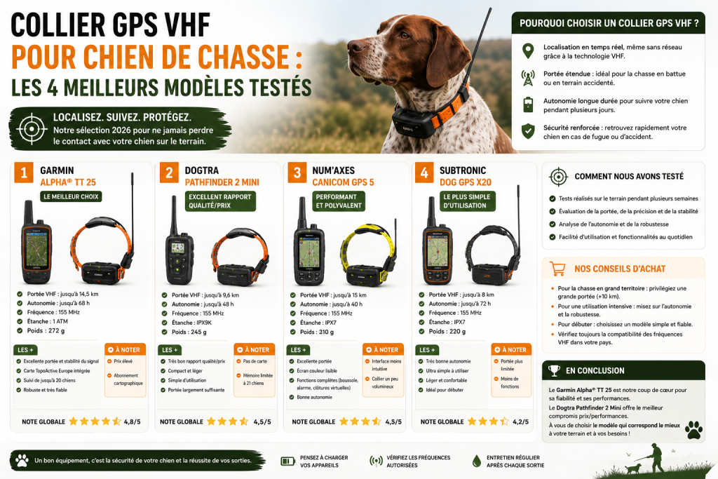 Collier GPS VHF pour chien de chasse : les 4 meilleurs modèles testés