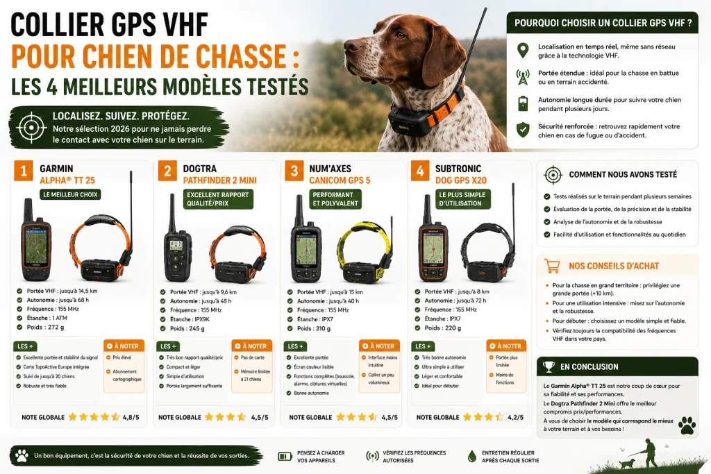Collier GPS VHF pour chien de chasse : les 4 meilleurs modèles testés