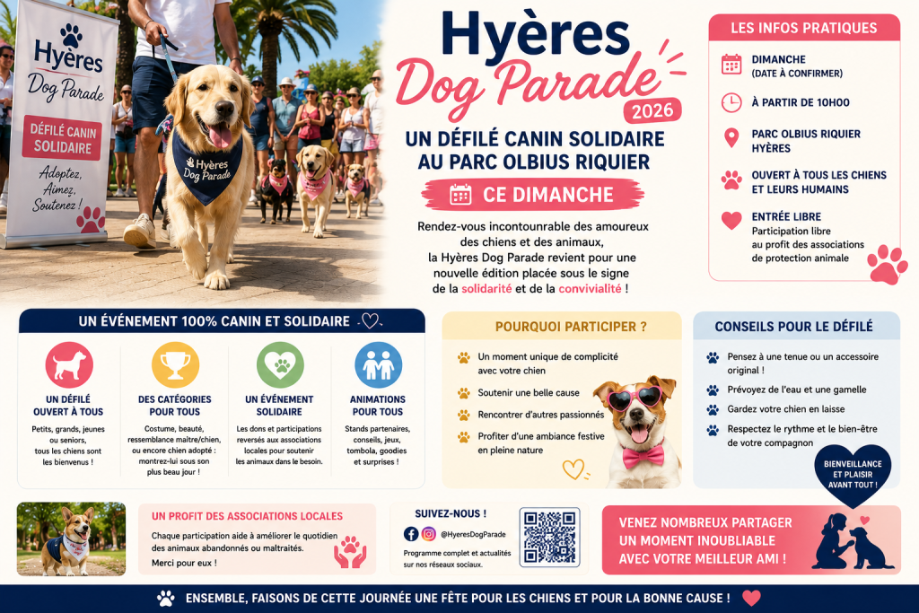 Hyères Dog Parade 2026 : un défilé canin solidaire au parc Olbius Riquier ce dimanche