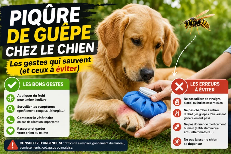 Piqûre de guêpe chez le chien : les gestes qui sauvent (et ceux à éviter)